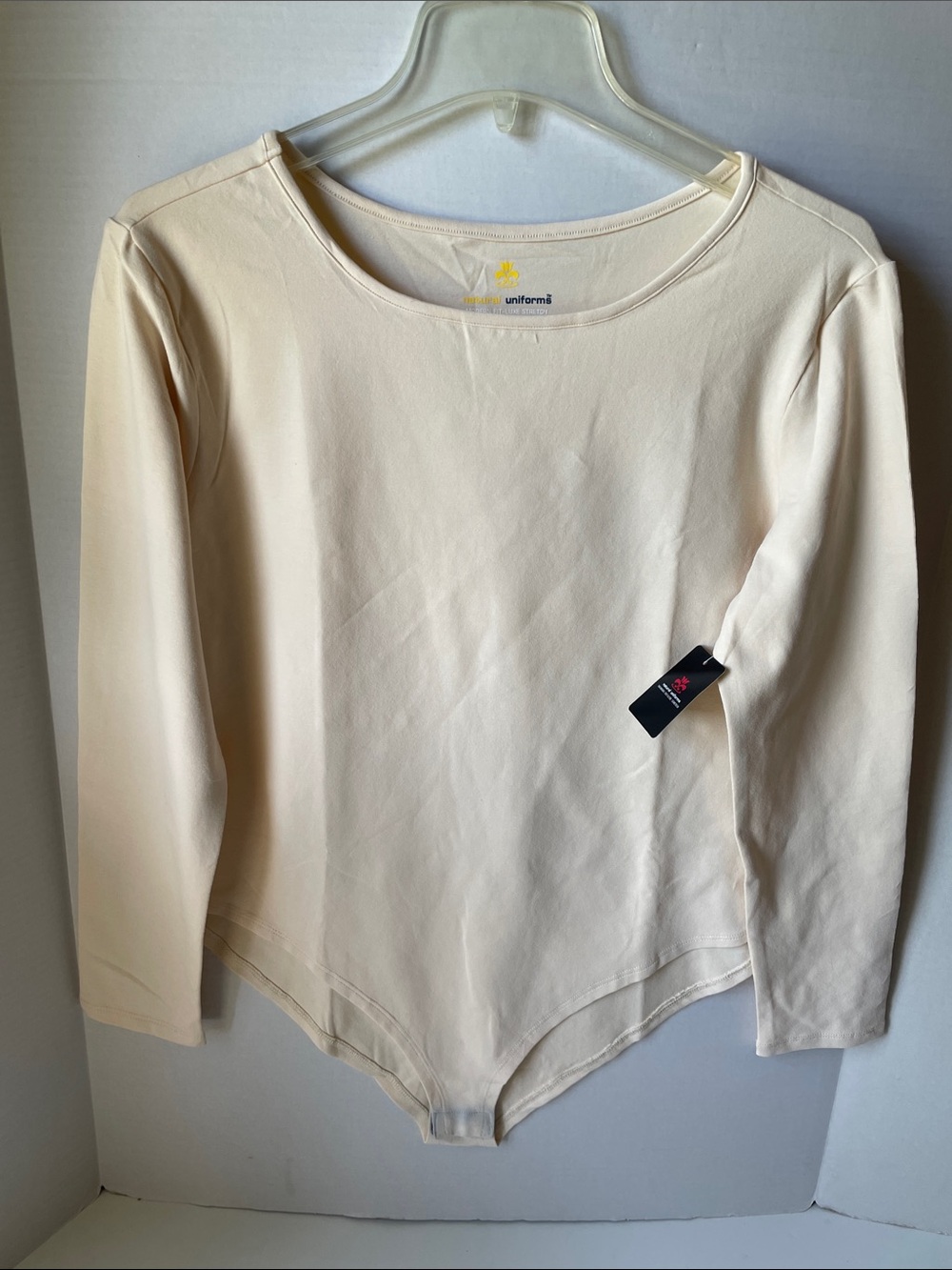 Natural Uniforms Women's Size XL Cream Long-Sleeve Bodysuit Top NWT